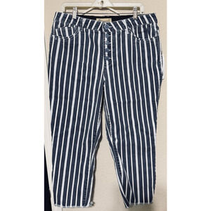 Democracy Jeans Ab Technology Striped Raw Hem Side Womens 14P Stretch button fly